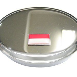 Indonesia Flag Oval Trinket Jewelry Box